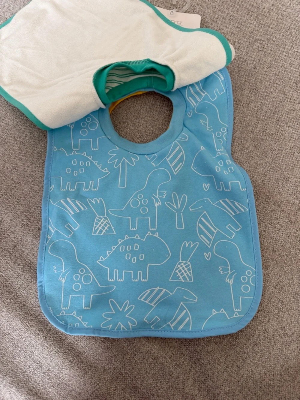 Hungry-A-Saurus Green Striped Baby Bib - 3 Pack